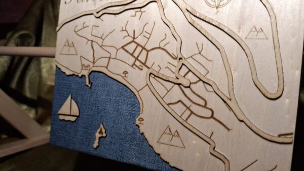 Layered Map Wall Art of a Montenegrin Coastal City Petrovac - Image 2