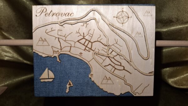 Layered Map Wall Art of a Montenegrin Coastal City Petrovac