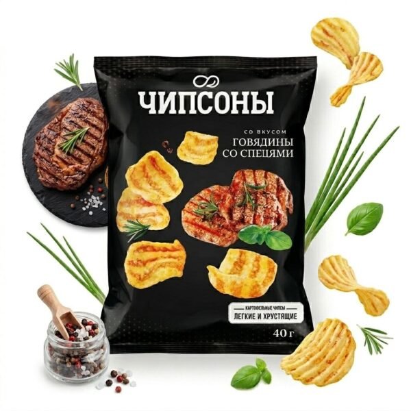 Чипсы Чипсоны со вкусом говядины со специями 40 г