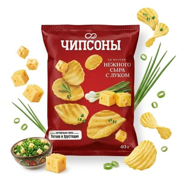 Чипсы Чипсоны со вкусом сыра с луком 40 г